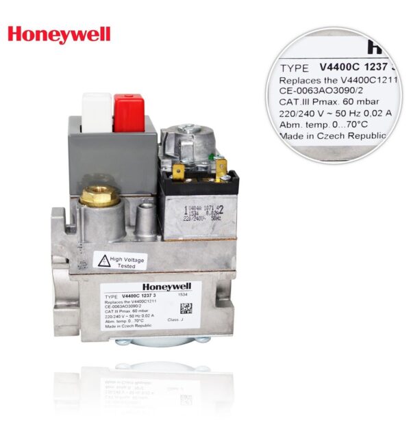 HONEYWELL V4400C1237U 240V RED AND WHITE PUSH BUTTON GAS VALVE - NEW - Image 2